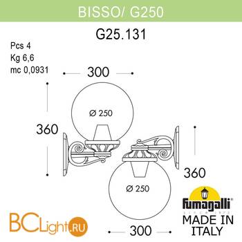 Уличный настенный светильник Fumagalli Globe 250 G25.131.000.WXE27 - Схема