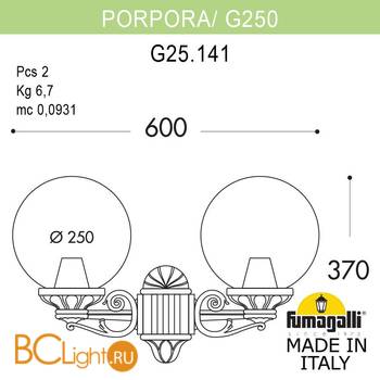 Уличный настенный светильник Fumagalli Globe 250 G25.141.000.AZE27 - Схема