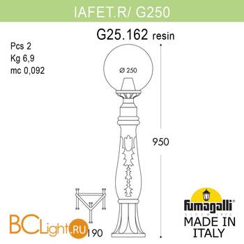 Садово-парковый фонарь Fumagalli Globe 250 G25.162.000.AZE27 - Схема