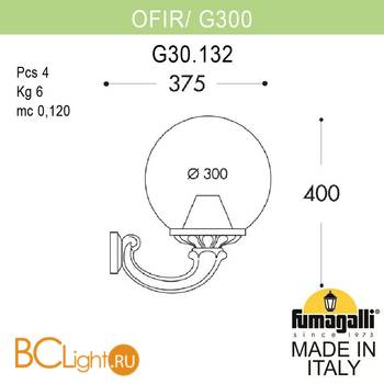 Уличный настенный светильник Fumagalli Globe 300 G30.132.000.WXE27 - Схема