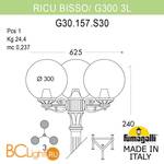 Садово-парковый фонарь Fumagalli Globe 300 G30.157.S30.BXE27 - Схема