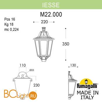 Уличный настенный светильник Fumagalli Iesse M22.000.000.VYF1R - Схема