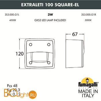 Уличный настенный светильник Fumagalli Leti 3S3.000.000.LYG1L - Схема