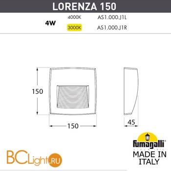 Уличный настенный светильник Fumagalli Lorenza AS1.000.000.LXJ1L - Схема