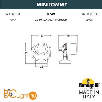 Уличный настенный светильник Fumagalli Minitommy 1M1.000.000.LXU1L - Схема