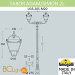 Садово-парковый фонарь Fumagalli Simon U33.205.M20.AXH27 - Схема