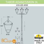 Садово-парковый фонарь Fumagalli Simon U33.205.M30.AXH27 - Схема