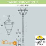 Садово-парковый фонарь Fumagalli Simon U33.205.R30.AYH27 - Схема