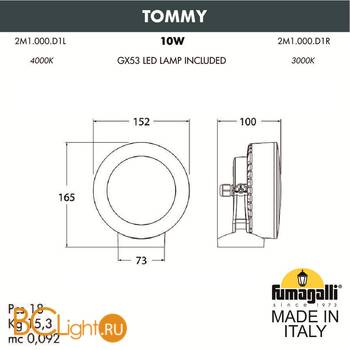 Уличный настенный светильник Fumagalli Tommy 2M1.000.000.AXD1L - Схема