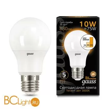 Лампа Gauss LED A60 10W E27 880lm 2700K 102502110-S