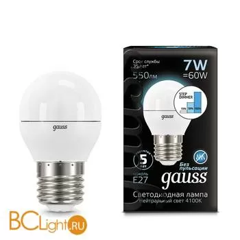 Лампа Gauss LED Шар E27 7W 550lm 4100K 105102207-S