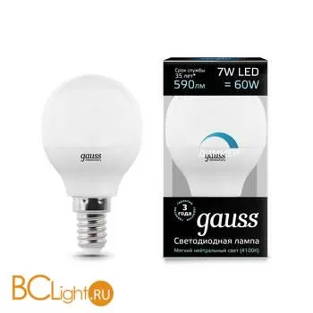 Лампа диммируемая Gauss LED Globe-dim E14 7W 4100К 105101207-D