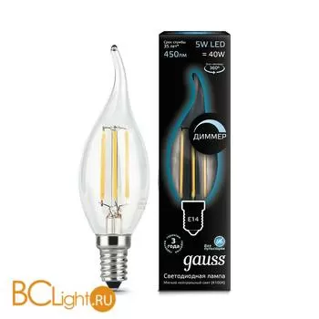 Лампа Gauss LED Filament Свеча на ветру dimm E14 5W 450lm 4100K 104801205-D