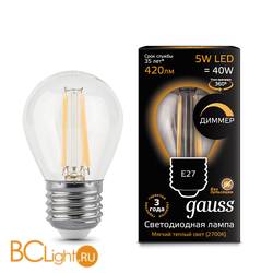 Лампа Gauss LED Filament Шар dimmable E27 5W 420lm 2700K 1/10/50