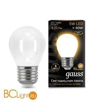Лампа Gauss LED Filament Globe OPAL E27 5W 2700K 105202105