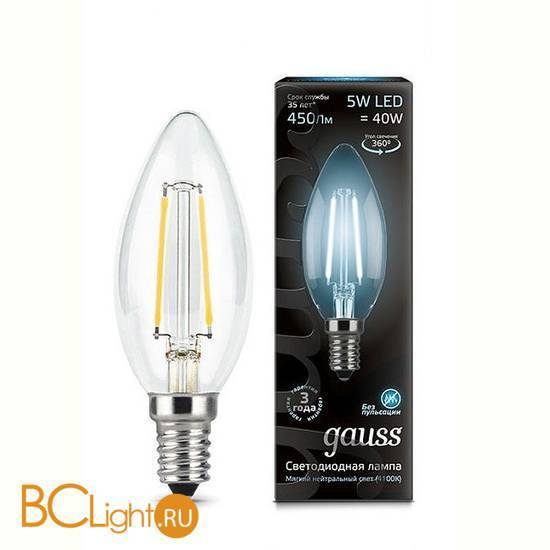 Лампа Gauss 103801205 LED Filament Candle E14 5W 4100К