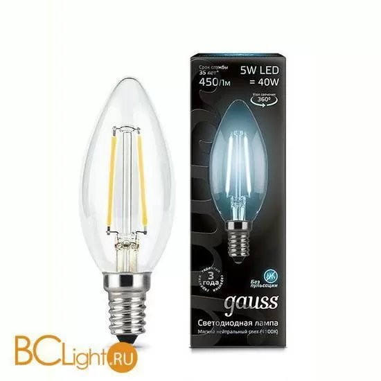 Лампа Gauss 103801205 LED Filament Candle E14 5W 4100К