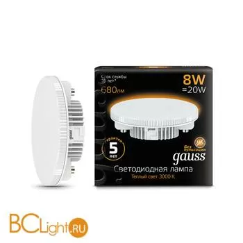 Лампа Gauss LED GX53 8W 680lm 3000K 108008108