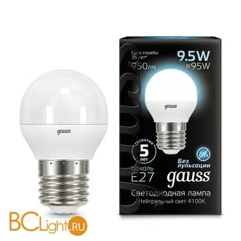 Лампа Gauss LED Шар E27 9.5W 950lm 4100K 105102210