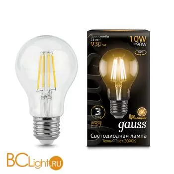 Лампа Gauss LED Filament A60 E27 10W 930lm 2700К 102802110