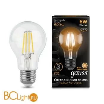 Лампа Gauss LED Filament A60 E27 6W 600lm 2700К 102802106