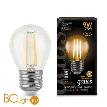 Лампа Gauss LED Filament Шар E27 9W 680lm 2700K 105802109