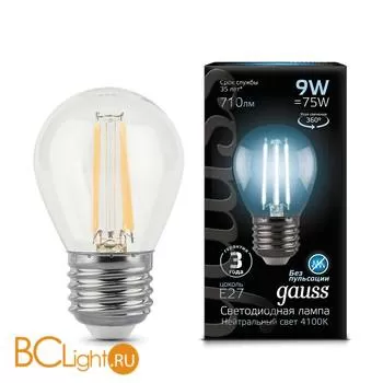 Лампа Gauss LED Filament Шар E27 9W 710lm 4100K 105802209