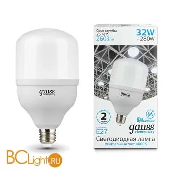 Лампа Gauss Elementary LED T100 E27 32W 2600lm 180-240V 4000K 63223