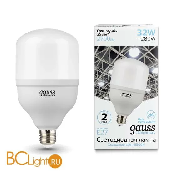 Лампа Gauss Elementary LED T100 E27 32W 2700lm 180-240V 6500K 63233
