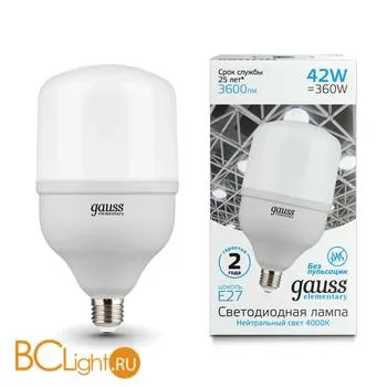 Лампа Gauss Elementary LED T120 E27 42W 3600lm 180-240V 4000K 63224