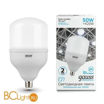 Лампа Gauss Elementary LED T140 E27 50W 4400lm 180-240V 4000K 63225