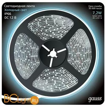 Лента LED Gauss 7.2W 12V DC 600K IP66 311000307