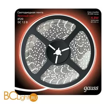 Лента LED Gauss 4.8W 12V DC красный 312000705