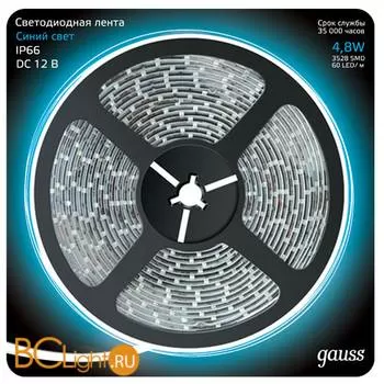 Лента LED Gauss 4.8W 12V DC синий IP66 311000505