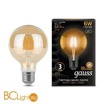 Лампа Gauss LED G95 E27 6W Golden 550lm 2400K 105802006