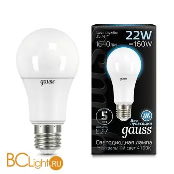 Лампа Gauss LED A70 22W E27 1640lm 4100K 102502222