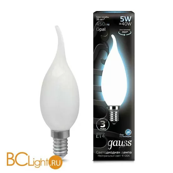 Лампа Gauss LED Свеча на ветру OPAL E14 5W 450lm 4100К 104201205