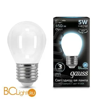 Лампа Gauss LED Шар OPAL E27 5W 450lm 4100K 105202205