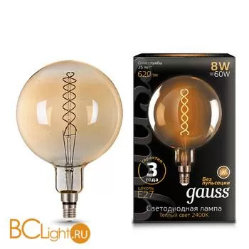 Лампа Gauss G200 8W E27 Golden 620lm 2400K 154802008