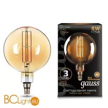 Лампа Gauss 8W E27 Golden 780lm 2400K 153802008