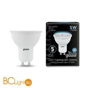 Лампа Gauss LED MR16 GU10 5W 530lm 4100K 101506205