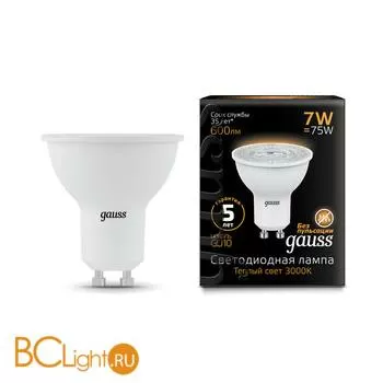 Лампа Gauss LED MR16 GU10 7W 600lm 3000K 101506107