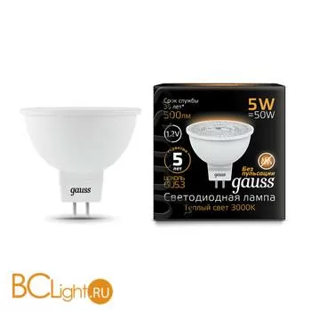 Лампа Gauss LED MR16 GU5.3 5W 12V 500lm 2700K 201505105
