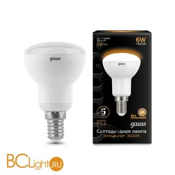 Лампа Gauss LED R50 E14 6W 500lm 3000K 106001106