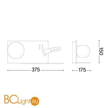 Настенный светильник Ideal Lux Book BOOK-2 AP2 NERO 174846 - Схема