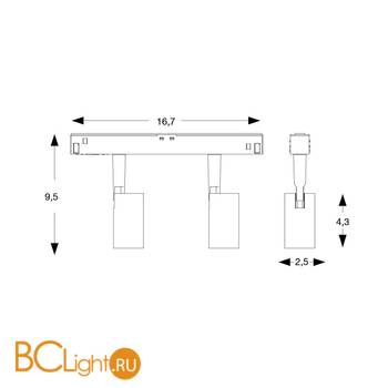 Трековый светильник Ideal Lux Oxy Track Double 5W Black 3000K 380Lm 224114 - Схема