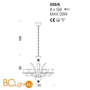 Люстра IDL Afrodite 558/6 chrome crystal with amethyst - Схема