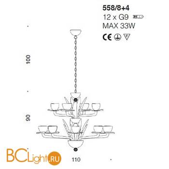 Люстра IDL Afrodite 558/8+4 gold gold mirrored - Схема