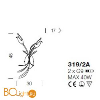 Бра IDL Alloro 319/2A Ecru Milk White - Схема