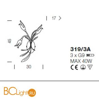 Бра IDL Alloro 319/3A Soft ivory Amber - Схема